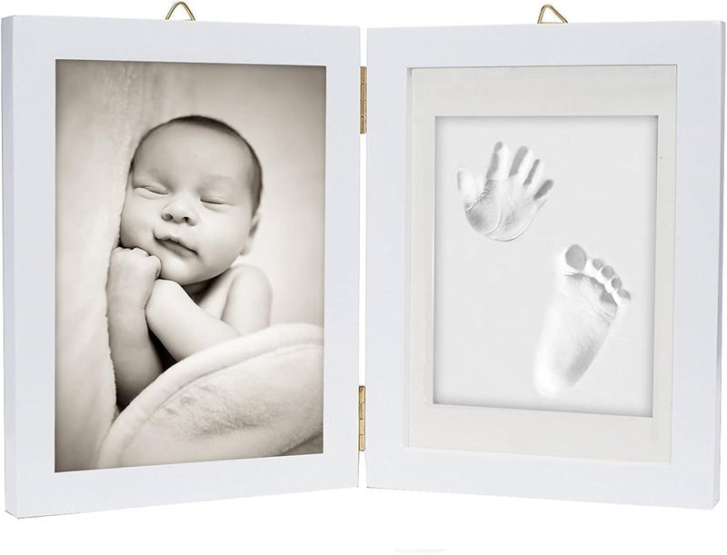 chuckle - Baby Hand and Foot Clay Print Photo Frame Keepsake Kit - Gift for Mothers Day, New Mum and Parents Newborn Baby Shower Party and Nursery Room Decoration - White - Image 1